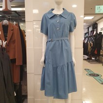 블루페페 부평점 퍼프 소매로 퀴트한 데님 심플 원피스
