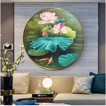 minjing 3D전체DIY 큐빅 보석 십자수세트 어취 연꽃 현관 큐빅 신품 거실 신중석 원형, 1개, 50*50cm