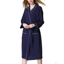 (이모 클리코) Imocrico 목욕탕에 푹신한 목욕 가운 남녀 겸용 가운 와플 패브릭 깔끔한 호텔 스파 사우나 (XL 네이비)