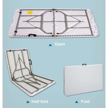 튼튼한 접이식 테이블 가정용 직사각형 식탁 교육용 학습 데스크 야외 스톨, 01 White 180cm