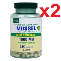 [영국발송] 2병 홀랜드앤바렛 뉴질랜드 초록입 홍합 1000mg 120정 Holland & Barrett Green Lipped Mussel, 1개