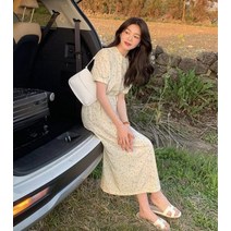 쉬폰 반팔 원피스 드레스 데일리룩 롱 여리여리 팔뚝커버 청순한