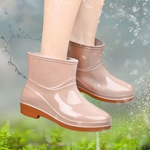 숏 레인 부츠 첼시 반 장화 키높이 경량 비올때 신발, 블랙 240