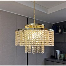 더킹 리치 크리스탈 샹들리에 식탁등 카페조명, 전구색(노란빛)