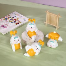 4종 러블리 통통한 요가하는 토끼 테이블 장식품 자동차 대시보드 장식 침실 기숙사 사무실 실내 인테리어 테이블/현관 장식소품 여친/남친 선물 2023년 토끼띠 사람 새해 생일 선물, R-01