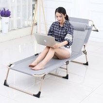 각도조절 접이식 간이 접는 야전 침대 이동식 보조 침대 사무실 간병인 낮잠 폴딩 베드, 그레이