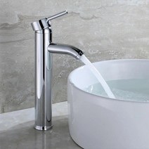 시멘트믹서기 Saeuwtowy 검정 짧거나 키가 큰 분지의 수도꼭지가 장착 된 단일 홀더 한 구멍 핫 amp 콜드 믹서 탭 스테인레스 스틸 재질, 한개옵션1, 08 Chrome Tall