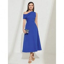 SHEIN Modely 비대칭넥 베이직 원피스