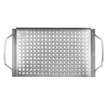 아웃셋 스테인리스 스틸 그리드 구이판, 1개, 27.9 x 17.8cm