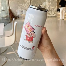 짱구 텀블러 스테인리스 휴대용 물병 컵 보온 보냉병 원터치 빨대 크레용 신짱 짱구는못말려, D+뚜껑