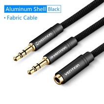 Vention-오디오 분배기 헤드폰 어댑터 3.5mm AUX 케이블 컴퓨터 1 암 2 수, 패브릭 케이블, 0.3m