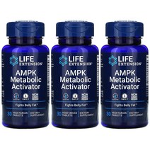 3병 Life Extension 라이프익스텐션 AMPK 메타볼릭 액티베이터 30베지타블렛 칼슘 헤스페리딘 돌외잎추출물 폴리페놀 파이트벨리펫 고약사, 3개