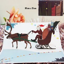 메리 크리스마스 카드 3D 팝업 트리 장식 겨울 선물 레이저 컷 새해 산타 인사말, 18 santa sled