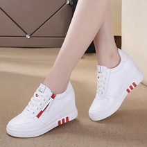 도오빠 슈마이 여성 키높이 하이탑 운동화 가죽 7CM 하이힐 통굽 웨지힐 레이스업 사이드지퍼 스니커즈 여자운동화 신발
