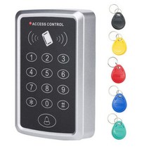 대문번호키 유리문 전자 도어락 자동문 125KHz RFID 키패드 야외 방수 커버 EM 카드 리더 도어 액세스 제어 시스템에 10pcs Keyfobs, M203 and 5 Blue Keys