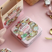 일러스트 틴케이스 틴박스 사각 철제 소품함 캐릭터 보관함 정리함 보석함 종이백 종이가방, 01 : 핑크마블