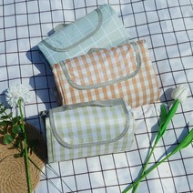 대형 돗자리 피크닉 방수 매트, 체크 브라운