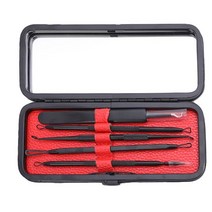 제이와이홀딩스 여드름짜는 도구 피부과 압출 5종 바늘 핀셋, 1개, 고급형 블랙5종+케이스