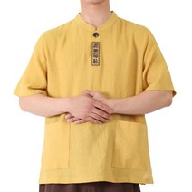 만덕몰 여름 남성 린넨 사각자수 반팔티 개량 생활한복 절복 법복