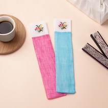 하마공방 고급 색동 모시 꽃자수 휴대용 전통 부채집, 앵두색, 1개