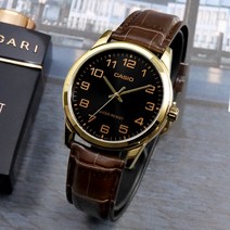 CASIO 카시오 MTP-V001GL-1B 남성 가죽밴드 패션 손목시계
