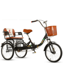 인력거 성인세발자전거 3발 뒷자석 페달 타기쉬운 노인, 블랙