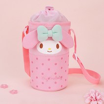 산리오 여아용 마이멜로디 얼굴 물병파우치 물통 주머니 물병 수저케이스 핸드폰 파우치 가방 여자 아이 단체 선물, 핑크