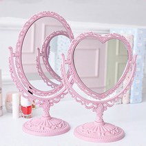 엔틱 양면 하트거울 원형거울 빈티지 탁상거울 화장거울 회전거울, 하트화이트