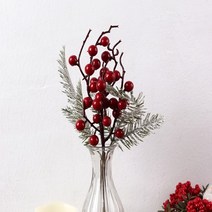 크리스마스 스노우 눈덮힌 앵두열매나뭇가지 인조조화 감성데코