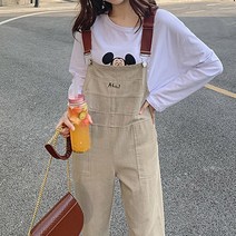 아하 코튼 멜빵 팬츠