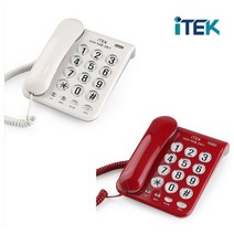 아이텍_ 빅버튼 어르신 유선 전화기 IK-200 (착신램프벨소리음량조절), 레드, 레드