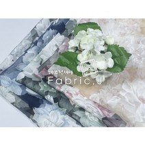 패브릭제이 대폭 버블 착색 락카 플라워 프린트 번아웃 노방 오간자 원단 6종 FJ-003, 화이트（White）