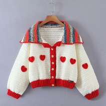 손뜨개가디건 히피스타일 특이한옷 스웨터 볼레로 포인트 복고풍 따뜻한 겨울