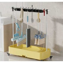 화장실청소도구함 대걸레 걸이 학교 공장 사무실 거치, 노란색 세면대 옷걸이 12개와 후크 16개