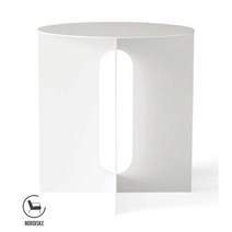 인조대리석 테이블 협탁 사이드 미니 원형 소파 보조, 43cm, 화이트 철재