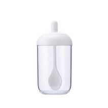 플라스틱 조미료 소금 양념 통 스푼 오일 꿀 소금과 후추 디스펜서 병 주방 액세서리, White, 하나