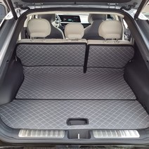 [풀커버차박매트트렁크매트전차종] 아이빌 4D 입체퀼팅 기아 EV6 트렁크매트 + 2열등받이 풀세트, 5인승분리형, 블랙+블랙