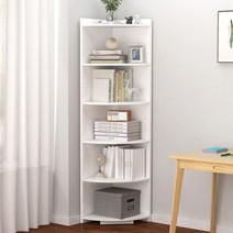 코너책장 모서리수납장 공간활용 원목책장 5층, 일반 모델 6겹 목가적인 오크 색상 30301