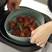 에어프라이어팟 국산 에어프라이어 실리콘 용기 쿠킹팟 22cm 바스켓 에어프라이어실리콘 실리콘용기 실리, 1개, 인디고블루