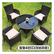 홈스월드 라탄 테이블의자세트 원형4인(다크브라운)