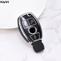 벤츠마크 전기 도금 TPU 자동차 키 케이스 커버 셸 Fob 메르세데스 벤츠 A B C E S 클래스 W204, 01 A style black