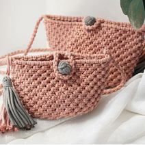 겨울 가을 가방뜨기 명품 모티브 텀블러 코바늘호보백 손뜨개 가방 망태기 체커보드, 대형