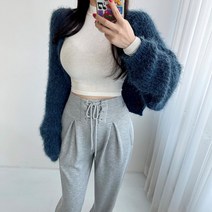 루즈핏 볼레로 앙고라 아크릴 니트 크롭 가디건 5컬러