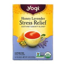 요기티 Yogi Tea 스트레스 릴리프 허니 라벤더 카페인 무함유 티백 16개 29g(1.02oz), 제품상세정보참조, 1PK