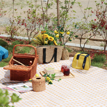 세련된 체크무늬 휴대용 방수 돗자리 캠핑 감성 피크닉 서울숲 나들이 매트, 돗자리 옐로우 대형