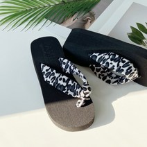 5.5cm 통굽 플립플랍 호피 여성쪼리 스펀지 여름 비치