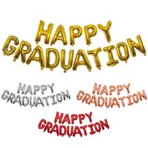16인치 졸업 은박풍선 HAPPY GRAUATION 레터링 축하 학교 교실 장식 파티 해피 연말 행사 종업식, 골드