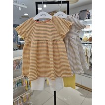 아가방[동아쇼핑점]@여름 신생아 여자아기 돌선물@ 여름외출복 상하복 반팔상하세트/통풍잘되고 시원한 쫄쫄소재 7부쫄바지 목둘레 고무밴딩으로입고벗기편한/ 그리데이블라우스상하