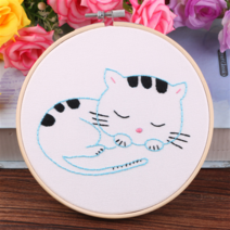 프랑스자수 DIY 패키지, 02 고양이 15cm, 1개