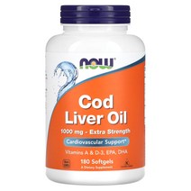 NOW Foods 대구 간유 1 000 mg 180 소프트젤, 180정
